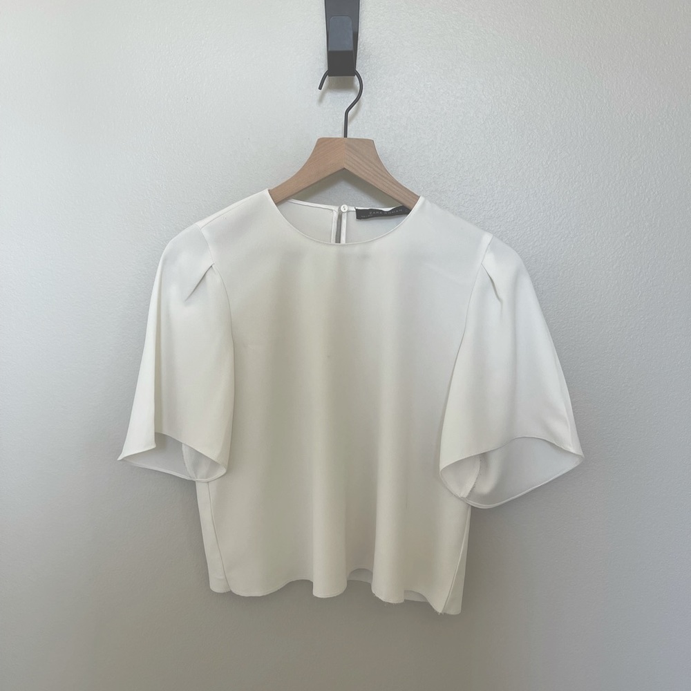 Zara Woman Cropped Blouse with Wide Sleeves